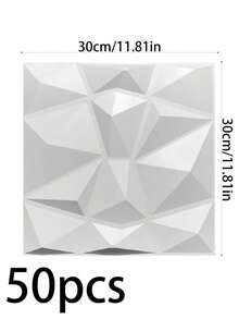 SHEIN 50 Tấm ốp tường PVC họa tiết kim cương 3D – Hoàn hảo cho phòng khách, phòng ngủ, nhà bếp, tường sau TV, hành lang và trang trí văn phòng, kích thước 11.8x11.8 inch, trang trí kim cương. - trắng - Xem 11