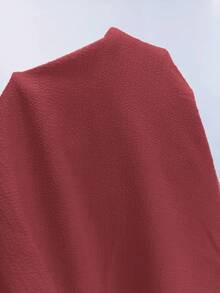 Elenzga 加大码褶皱纹理面料领长袖长衬衫和宽松直筒裤两件套休闲装 - 紅木色 - 查看 3