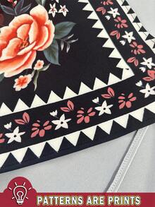 Al Najma 1件女士舒适黑色阿拉伯风格长袍，斋月长袍，四季皆宜的传统服饰。采用斋月节日印花图案，优雅花卉设计，神秘奢华。适合女士日常穿着、约会、休闲、派对、节日、端庄场合。 - 黑色 - 查看 7