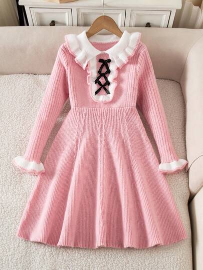 Sparklyn Ruffle Collar Sweater Dress, Black Bow Accent Girls Sweater Dress Kids Pink Dress Girls Knitted Dress Girls Autumn Dress Girls Winter Dress Girls Long Sleeve Dress Girls Long Sleeve Dresses Girls Dress Winter Kids Dresses Pink Girl Clothes Autumn And Winter Clothes Girls Spring Autumn French Style Dress Girls Spring Autumn Dress Girls Pink Dress Kids Winter Dress Girl Clothes Autumn And Winter Girls Sweater Dress Girls Autumn Winter Dress Girls Spring Autumn French Style Dress Long Sleeve Girl Dress Peter Pan Collar Dress Dresses For Teen Girls Teen Long Sleeve Dresses