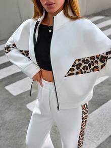EURMUSE White Set With Leopard Fabric Detail - White - View 1
