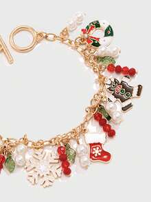 ROMWE Kawaii 1pc Fashionable Sweet And Simple Star, Flower, Bowknot Crystal Pearl Pendant Chain Bracelet Valentines,Mom,Mother,Mother's Day,Gift - Multicolor - Christmas - View 3