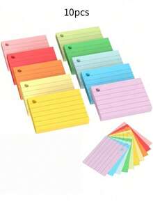 SHEIN 1000 Pezzi Chiluxendo Bristol Flash Cards, Schede A8 Perforate, Fogli di Tracciamento Flashcard, Schede di Revisione, con 10 Anelli di Rilegatura per Note di Studio a Scuola, in Ufficio e a Casa (10 Colori), Forniture Scolastiche, Ritorno a Scuola