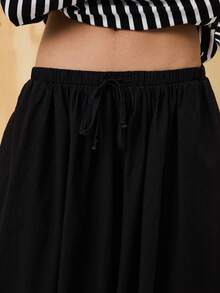 COUREZ Low Rise Extreme Parachute Pants With Elasticated Waist /Y2K Going Out Spring Gothic Club Sexy - Black - View 6