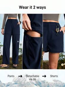 In My Nature 女式休闲直筒工装裤，带口袋，百搭时尚 - 藏蓝色 - 查看 4