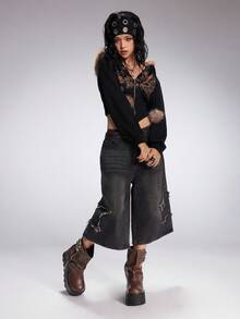 Sugerpunk 2025秋冬新款圆头厚底朋克风格扣带裤腿设计皮革户外时尚一脚蹬中筒靴 - 棕色 - 查看 6