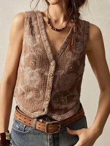 Bohemela Casual Embroidery Decor Colorblock Women Camisole