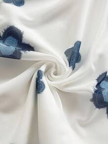 Soleia 女士夏季度假蓝白花卉网眼吊带裙 - 藍白色 - 查看 7