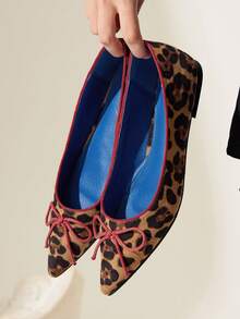 CUCCOO CHICEST 女士豹纹尖头平底软底一脚蹬休闲乐福鞋 - 彩色 - 查看 4