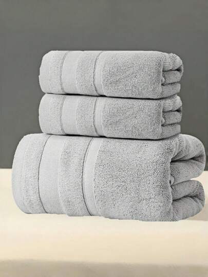 SHEIN 1 Piece Lightweight Bath Towel, Pure Cotton, Dark Gray, Minimalist Discontinuous Pattern, Rectangle 70*140cm For Men And Women, Adults, Swimming, Bathing, Wrap Towel Or Kitchen, Face Washing, Hand Towel 34*74cm, Quick-Dry, Absorbent, Soft, Fade-Resistant, All-Season Use, Suitable For Bathroom, Hotel, Gym, Travel, Holiday Gifts, Outdoor, Beauty Salon, Barber Shop.