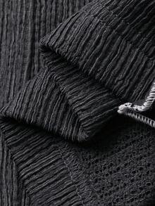 FRIFUL 女士休闲百搭荷叶边宽松裤，黑色阔腿裤，褶裥裤 - 深灰色 - 查看 7