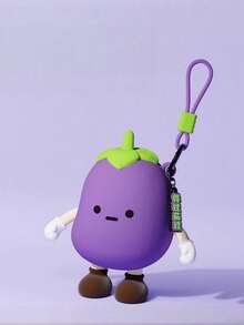 带有可爱表情的蔬菜主题迷你储物袋 - 适合青少年和成人的可爱情感零钱包，适合日常使用的创意钥匙扣配件 - 彩色 - 查看 10