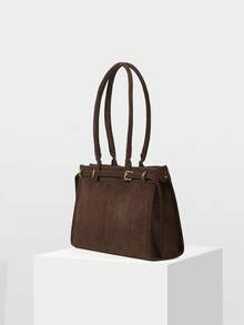 MOTF PREMIUM 女士简约时尚搭扣细节优雅通勤单肩包，引人注目的女士工作包，优雅奢华的女士包 - 巧克力棕 - 查看 3