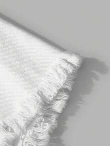 EMERY ROSE Women's Casual Fashion Street Style Minimalist Solid Color Raw Hem Ripped Denim Shorts, Summer