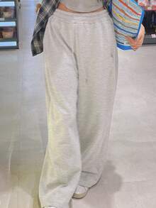 DAZY 女士休闲宽松抽绳阔腿运动裤女士慢跑裤 - 淺灰色 - 查看 2