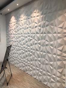 SHEIN 50 Tấm ốp tường PVC họa tiết kim cương 3D – Hoàn hảo cho phòng khách, phòng ngủ, nhà bếp, tường sau TV, hành lang và trang trí văn phòng, kích thước 11.8x11.8 inch, trang trí kim cương. - trắng - Xem 7