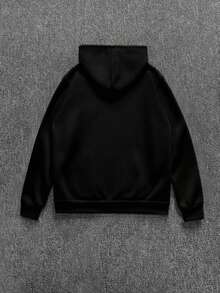 Manfinity Dauomo Men's Street Subculture Hoodie, Long Sleeve Casual Comfortable Sportswear, Suitable For Daily Wear - Black - View 2
