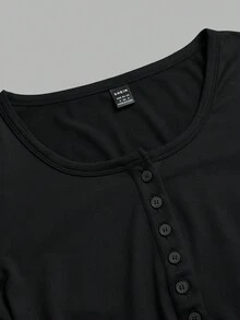 SHEIN EZwear 2件裝女款小馬印花針織長袖T恤，適合秋冬穿著 - 彩色 - 查看 6