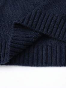 SHEIN 女孩美国国旗针织毛衣，青少年圆领长袖星条纹套头针织上衣