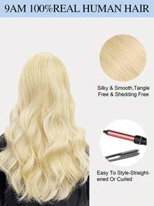 Seamless Clip Ins 9AM 丰盈发束 55克 1件装 S613 漂白金发 100% 高品质毛鳞片顺滑 Remy 真人发接发 无痕 PU 夹式接发 女士接发 - S613 - 查看 8