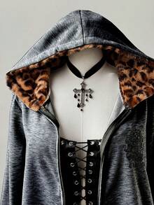 Sunspun Jaket Wanita Motif Retro Punk Y2K, Sweatshirt Musim Gugur - Light Grey - View 7