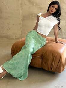 Firerie 优雅亮片刺绣美人鱼裙，亮片装饰女士 A 字裙，简约时尚，适合休闲日和派对舞会，奢华女士婚礼季节，优雅亮片刺绣修身低腰长款薄荷绿裙子，低腰亮片长裙 - 薄荷色蜜月女士婚礼宾客海岛度假造型毕业 - 綠色 - 查看 8