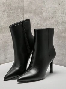 SHUZIA Women's Perfectly Pointed Toe, Vintage-Inspired Seaming & Side Zipper Kitten Heel Ankle Booties For Christmas