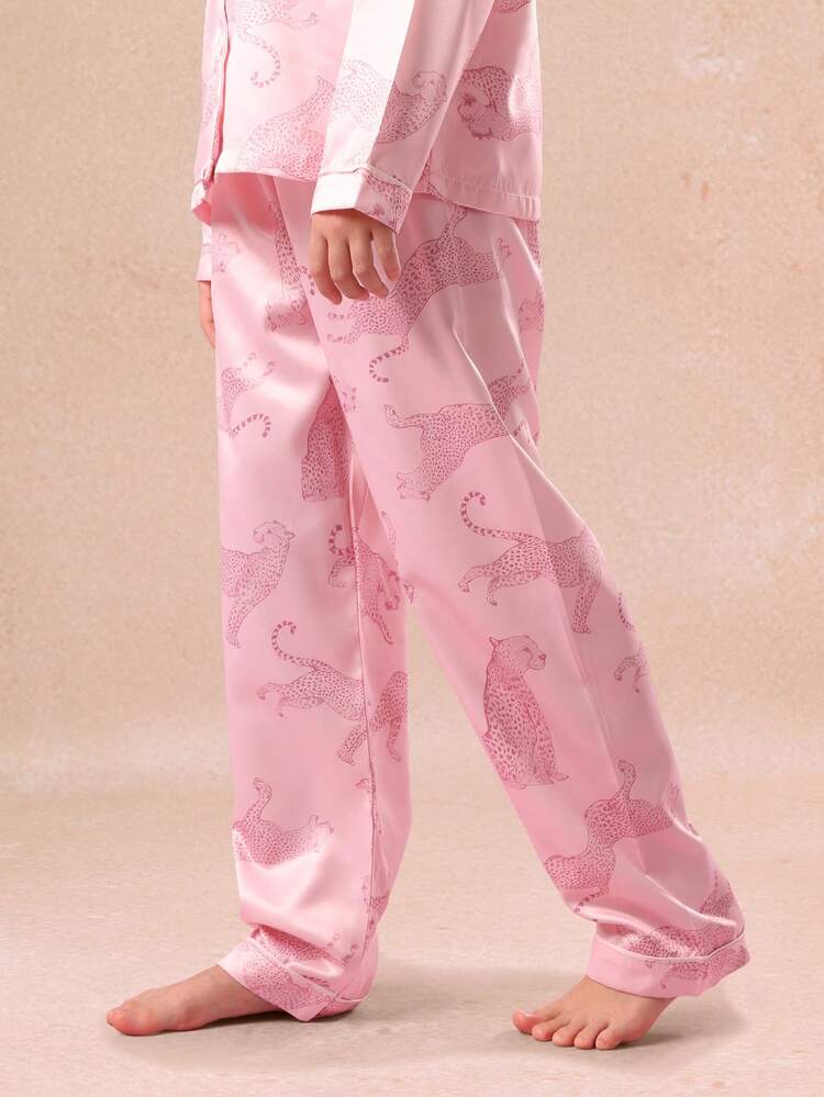 Pink Leopard Print Button Down Pajama Set