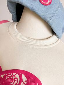 Sweetra Young Tween Girls' Casual Bow Print Crew Neck Sweatshirt, Autumn Fall Winter