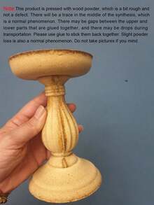 SHEIN 1 件欧式复古木质烛台手工雕刻素色烛台托盘摆件工艺礼品婚礼家居餐桌装饰