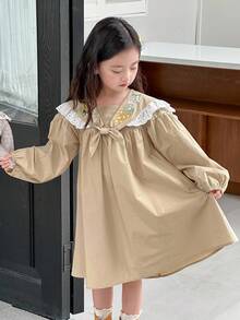 Dazy Kids Rochie casual pentru fete tinere, toamnă - Kaki - Vizualizare 4