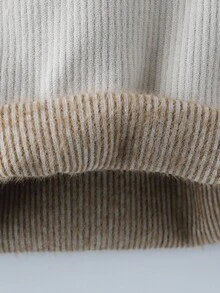 SHEIN Áo len đính ngọc trai thanh lịch dành cho nữ, Thu/Đông - Màu Khaki - Xem 3