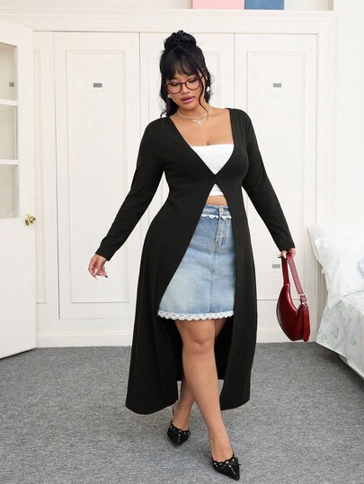 CovetEZ Plus Size Solid Color Slim Fit Button Up Casual Cardigan,Fall Clothes For Women Winter Autumn