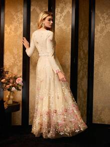 MOTF Soiréza 女士网眼刺绣长袖A字连衣裙 - 彩色 - 查看 3