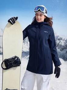 In My Nature 女式字母印花长袖拉链连帽休闲夹克