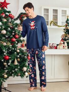 FamilyFrolics 汉堡汽水印花长袖上衣和裤子男士睡衣套装，时尚秋冬服装，圣诞节礼物 - 彩色 - 查看 4