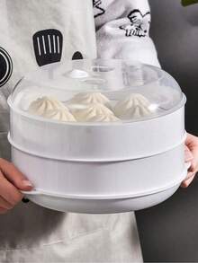 SHEIN 1pc Japanese-Style Microwave Steamer, Kitchen Bun & Dumpling Reheater With Lid, Multi-Layer Plastic Steamer Tray