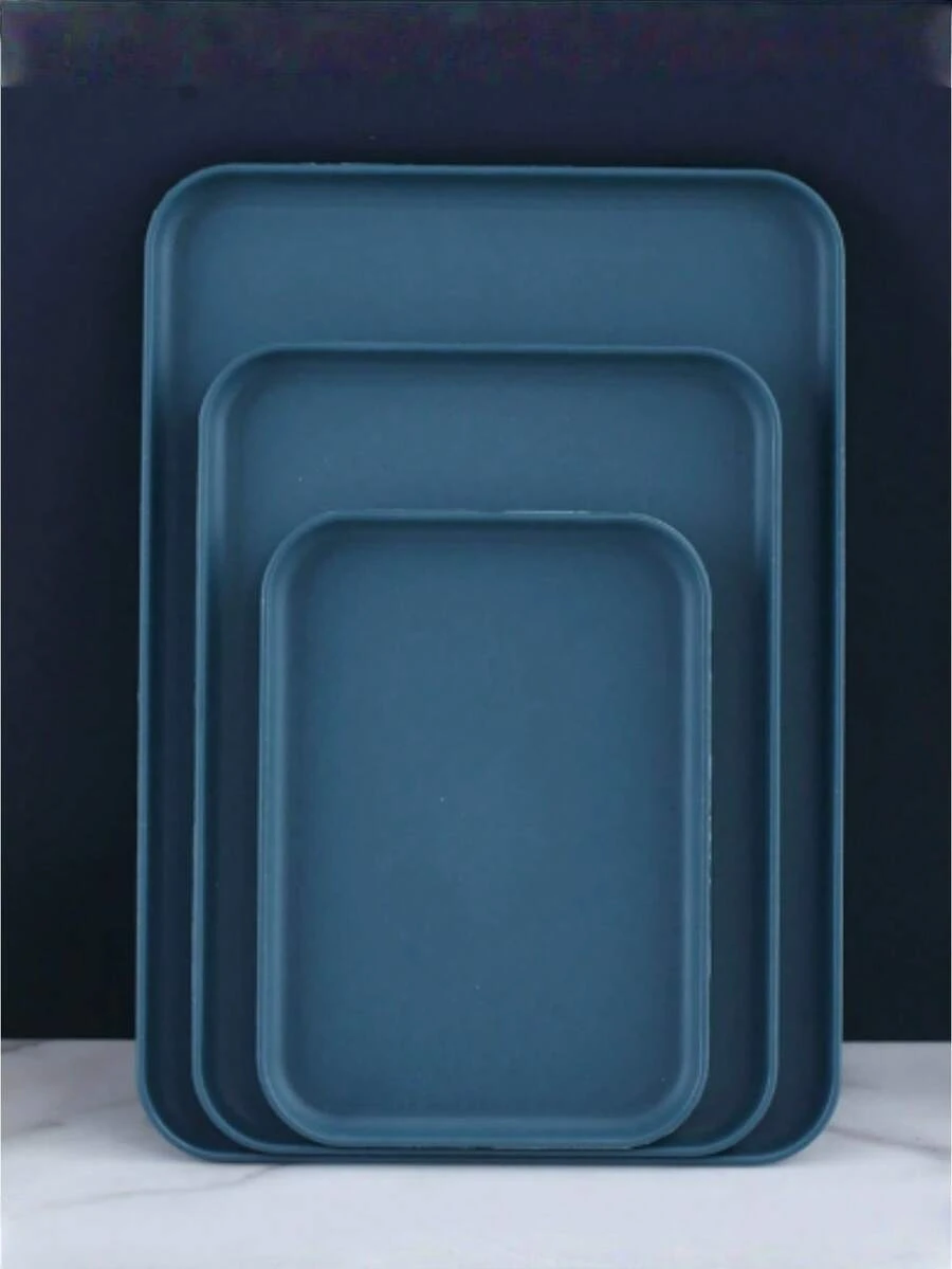 SHEIN 1PC Large Medium Small Rectangle Plastic Serving Tray For Kitchen Restaurant Organization Home Dining Commercial Use Durable Easy Clean Multipurpose Storage Dishwasher Buffet Party Serving Accessories