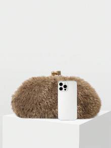 MOTF PREMIUM 格纹锁扣手包 - 駝色 - 查看 4