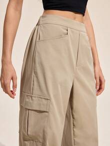 Easithlete 女式休闲纯色口袋阔腿运动裤