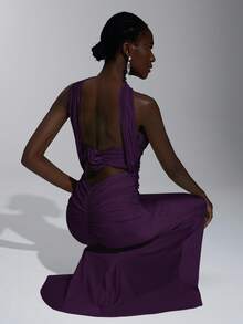 SHEIN Belle Elegant, Romantic, Sexy, Minimalist, Light Yellow Knitted Elastic Strapless Backless Bodycon Dress, Fashionable, Influencer Style, Suitable For Holidays, Parties, Weddings, Bridesmaid