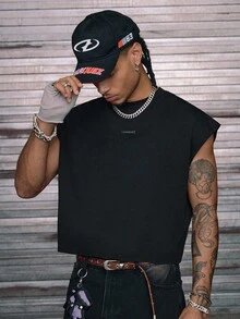 AXEPEAK 男士针织时尚休闲宽松无袖背心 - 黑色 - 查看 2