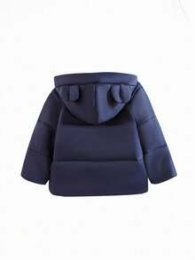 SHEIN Young Boy Basic Cute Ear Design Padded Coat Fall Winter - Royal Blue - View 2