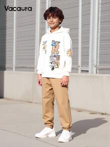 2pcs/Set Boys Casual Graphic Print Hoodie Set, Suitable For Streetwear, School, And Commute Fall Winter - Multicolor - View 1