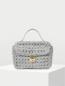 MOTF PREMIUM TÚI XÁCH TAY CÓ KHÓA BẰNG DA PU - Bạc - Xem 2