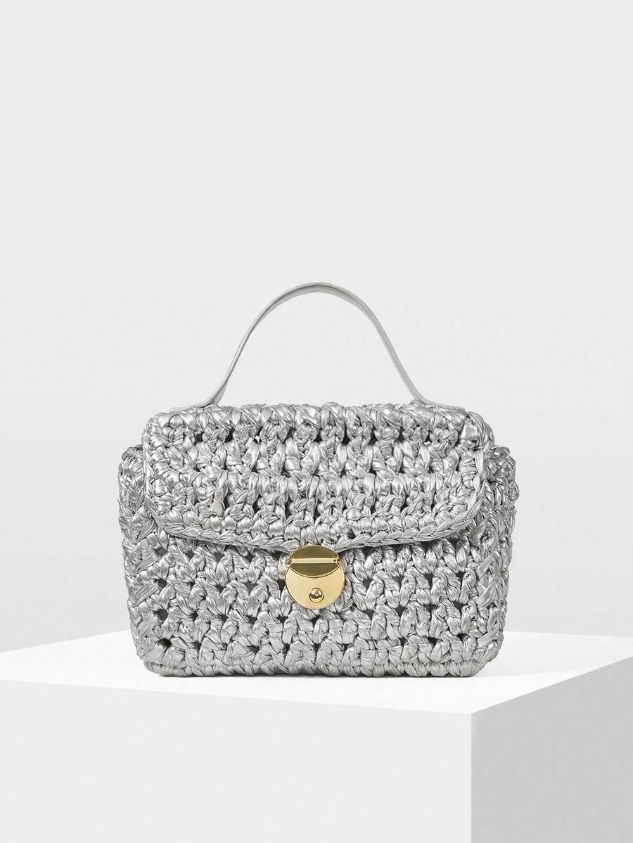 MOTF PREMIUM PU LEATHER BUCKLE TOP HANDLE BAG - Silver - View 2