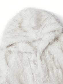 Ellevyn Chaqueta casual de mujer de manga larga con capucha, abierta por delante, de piel sintética suave y holgada, color gris claro, para otoño/invierno - Blanco - Ver 13