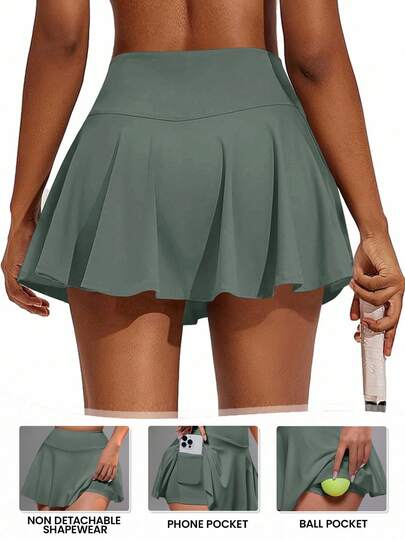 CourtClass Women's Skirt With Pockets, Suitable For Badminton, Tennis, Yoga, Fitness, Running, Marathon Sports