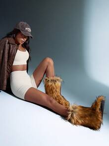 SHUZIA Women Warm Comfortable Furry Winter Boots - Maroon - View 4