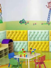 SHEIN 13.77*27.55英寸 3D 压花泡沫墙纸，仿皮革纹理，柔软有纹理（厚度 0.4 厘米/0.16 英寸），自粘泡沫墙贴，房间装饰墙面装饰墙贴